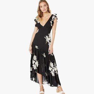 Free People She's a Waterfall High/Low Black Floral Maxi Dress (2)